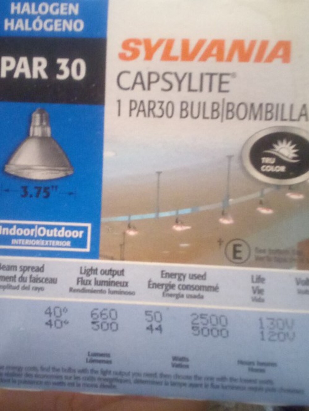 Sylvania Capsylite PAR30 Halogen Flood Light Bulb 50W 130V 120V Indoor Outdoor